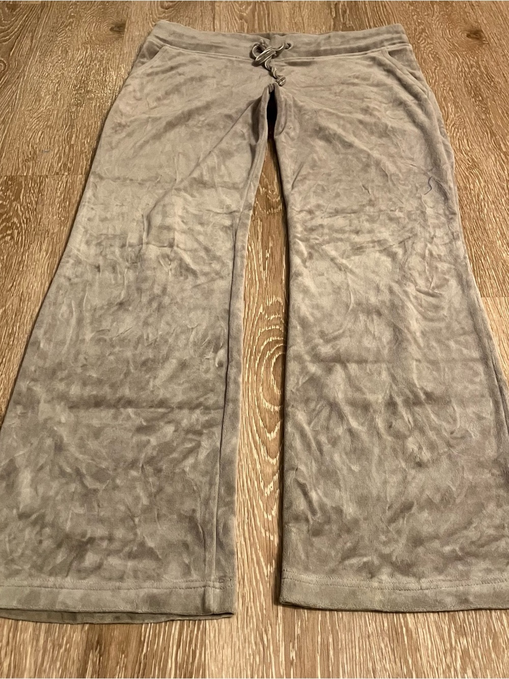 Merona Womens Velour Drawsting Pull on Pants Tan Y2K Distressed Size S